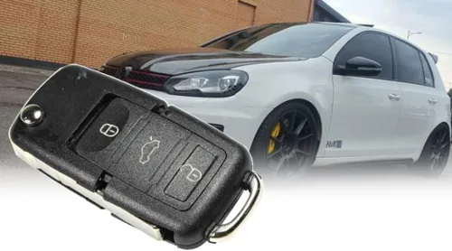 Vista 7 de HQRP Volkswagen - Carcasa plegable para llave de coche, con 4 botones y batería CR2032, compatible con modelos Beetle / CC / EOS / GTI / Golf Mk4