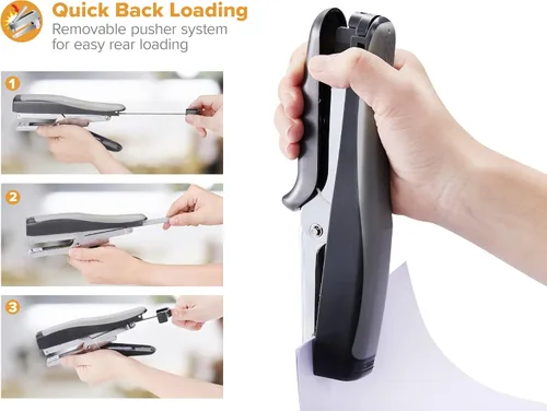 Vista 7 de Bostitch Office Standard - Alicates de 20 hojas, tecnología sin atascos, palanca EZ Squeeze (negro/gris) (SSP-99)