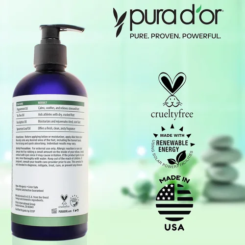 Vista 5 de PURA D'OR FootFocus Gel orgánico de aloe vera de 16 onzas para reparación grave del talón agrietado productos para el cuidado de los pies - Alivia