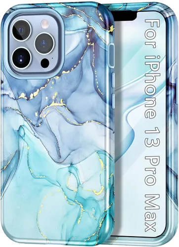 Vista 10 de Btscase Funda compatible con iPhone 17 de 6.3 pulgadas 2025, patrón de mármol 3 en 1, resistente a prueba de golpes, cuerpo completo, policarbonato