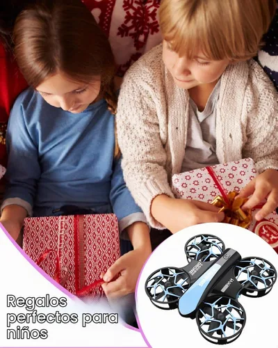 Vista 9 de SIMREX Mini dron para niños con giro de 360° y luces LED, cuadricóptero a control remoto, retención de altitud, despegue/aterrizaje con una tecla, 3