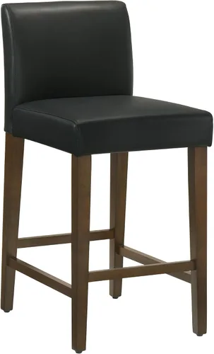 Vista 4 de CHITA Juego de 2 taburetes de bar de altura de mostrador, taburetes de bar tapizados de altura de asiento de 27 pulgadas, cuero sintético en negro