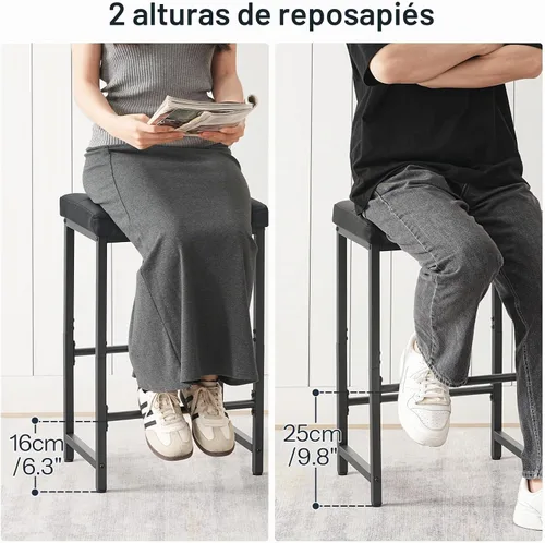 Vista 4 de HOOBRO Taburetes de Bar, Taburetes de Silla de Montar de 25.4", Taburetes con Tapicería de PU, Taburetes de Altura de Mostrador con Reposapiés