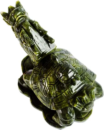 Vista 8 de LILOVE Feng Shui chino gran tortuga de dragón de jade verde para la riqueza estatua escultura figuritas