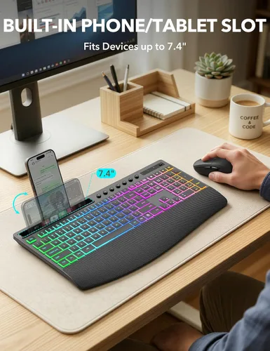Vista 9 de Combo de teclado y mouse inalámbricos, batería de 4000 mAh Negro clásico