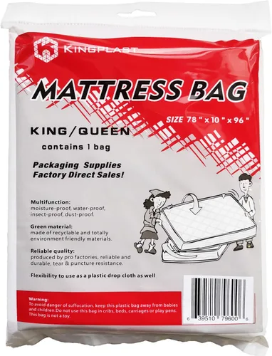 Vista 9 de K KINGPLAST - Bolsas de colchón para mudanza y almacenamiento, funda protectora de colchón (paquete de 2, 1.5 mil, individual/matrimonial)