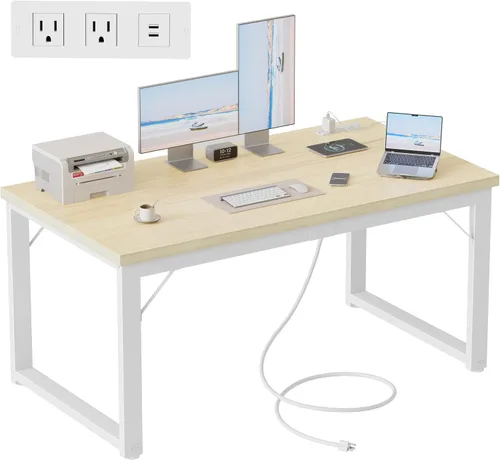 Vista 25 de Mericonia Escritorio para computadora, escritorio de juegos para espacios pequeños, mesa de estilo moderno y simple para oficina en casa, mesa