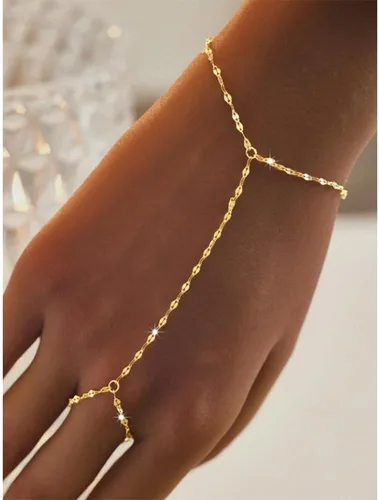 Vista 8 de Long tiantian Hand Chain Bracelet Gold Bracelets for Women Link Chain Bracelets Trendy Finger Ring Slave Bracelet Jewelry Gifts