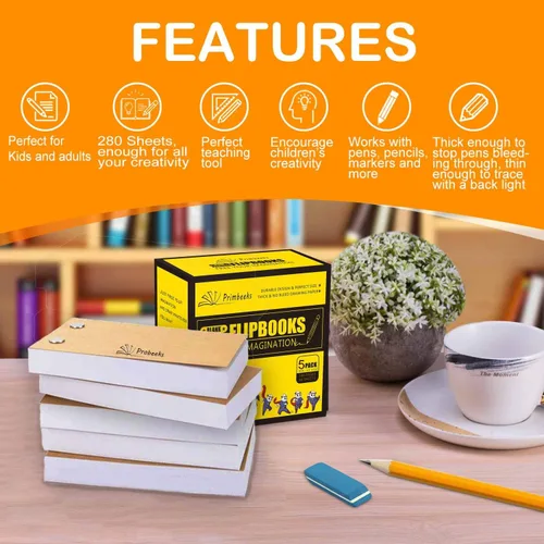 Vista 7 de PRIMBEEKS Papel Premium en Blanco para Libros Abatables con Agujeros, 280 Hojas (560 Páginas) Libros Abatables Sin Sangría - Funciona