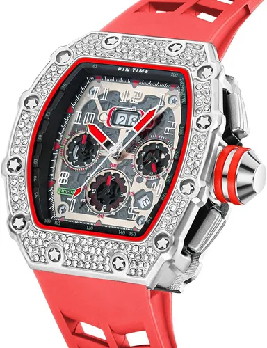 Vista 7 de Tonneau - Relojes de vestir punk, únicos, para hombre, impermeables, analógicos, deportes, trabajo, hombre, reloj de pulsera luminosa de silicona, L