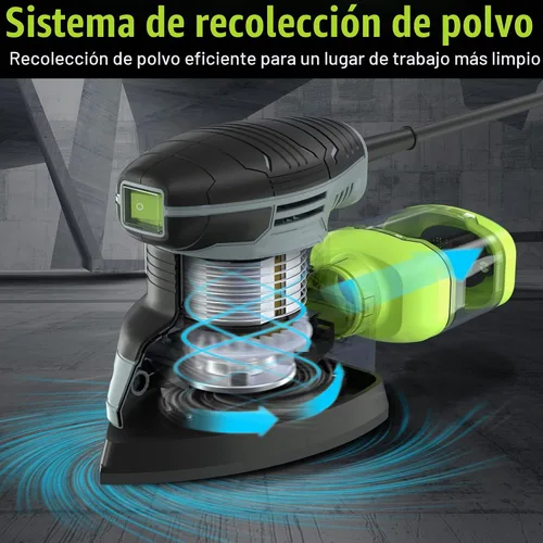 Vista 5 de WORKPRO Lijadora de detalles, lijadora eléctrica compacta de 13,000 OPM con colector de polvo, lijadora eléctrica de 1.6 amperios con 15 piezas