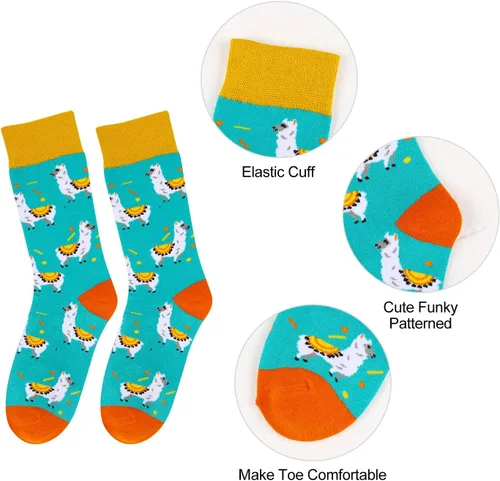 Vista 5 de Benefeet Sox Calcetines de algodón con estampado de girasoles para mujer, divertidos y bonitos calcetines de algodón con estampado floral