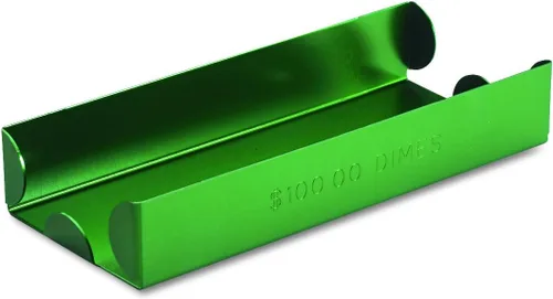 Vista 3 de MMF Industries Bandeja enrollada para monedas Rojo por centavos Diseño apilable Construcción de aluminio resistente Fácil de transportar