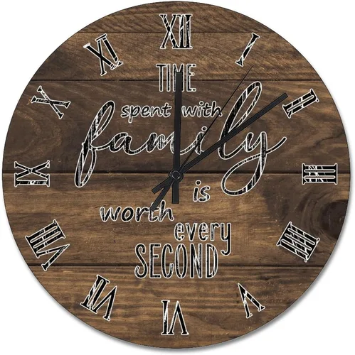 Vista 10 de Time Spent with Family is Worth Every Second - Reloj de pared de grano de madera de playa degradado de 10 pulgadas, funciona con pilas, reloj