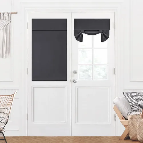Vista 27 de Deconovo Cortinas opacas para puerta, bolsillo para cortinero y cortinas de bloqueo con aislamiento térmico para dormitorio, 137.16 x 189.2 cm, azul