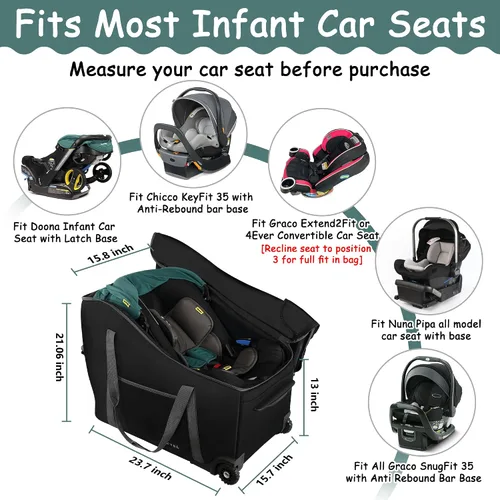 Vista 2 de Bolsa de viaje para asiento de coche infantil SCTEL Compatible con Doona, asiento de coche y base, Chicco Keyfit 35 y base, bolsa de viaje Doona