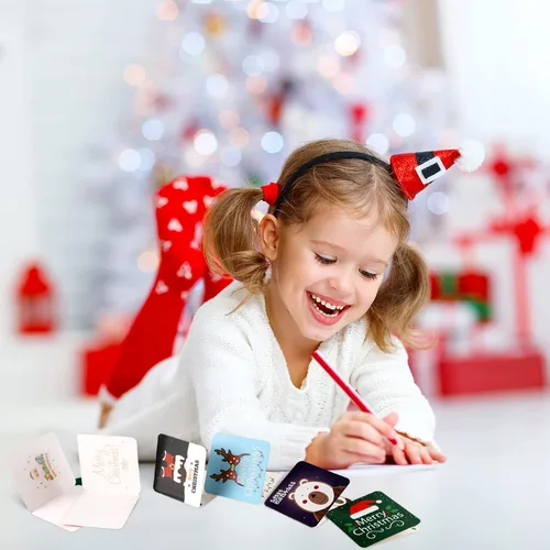 Vista 2 de Outus Mini tarjetas de felicitación de Navidad con sobres, 2.7 x 2.7 pulgadas (48 piezas)