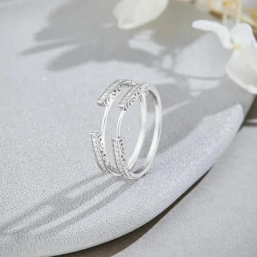Vista 2 de AFFY Refuerzo protector de anillo de catedral con oro de 14 quilates sobre plata de ley con circonita cúbica, Metal, Zirconia cúbica