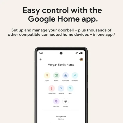 Vista 11 de Google Nest Doorbell (Cable, 2ª generación) - Cámara de timbre de video con cable - Cámara de seguridad para timbre de puerta - Nieve