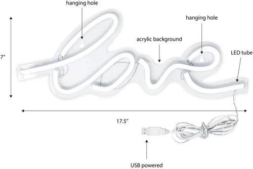 Vista 2 de Isaac Jacobs - Señal de pared de neón con cable USB, 5.00watts, 300.00 volts