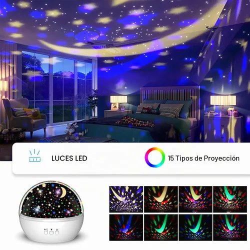 Vista 6 de Proyector de luces de copo de nieve de Navidad para interiores Luz nocturna de nieve y proyector de estrellas para niños Luz nocturna de Navidad