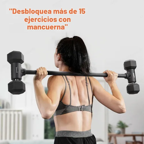 Vista 2 de Convertidor de mancuerna a barra, transforma mancuernas a barra de pesas, convertidor de mancuernas a barra para el gimnasio en casa, ajustable