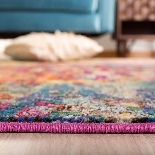 Vista 5 de SAFAVIEH Colección Madison - Alfombra de pasillo, 2'2" x 6', color fucsia y oro, diseño bohemio abstracto envejecido, no desprende pelusa y fácil