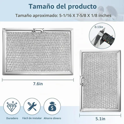 Vista 3 de Fetechmate - Paquete de 4 filtros de grasa para microondas 5 x 7-5/8 5304464105 WB06X10608 para microondas 5304517871 5304478913 5304509444