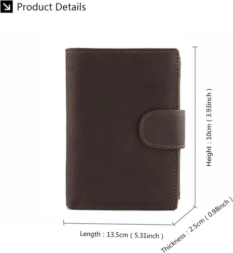 Vista 2 de TAUFE Men's Wallets, Men's Wallet Short Vintage Genuine Leather Purse First Layer Leather Vertical Leather Bag