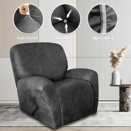 Vista 7 de Fundas de cuero resistentes para sillas reclinables, 4 piezas, funda de cuero para silla reclinable, fundas de cuero para reclinables, lavables