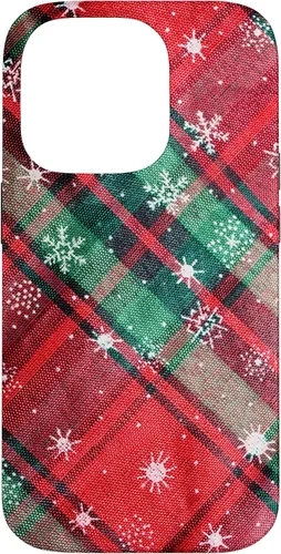 Vista 17 de Green Red Christmas Plaid Winter Snowflakes Case for iPhone 16