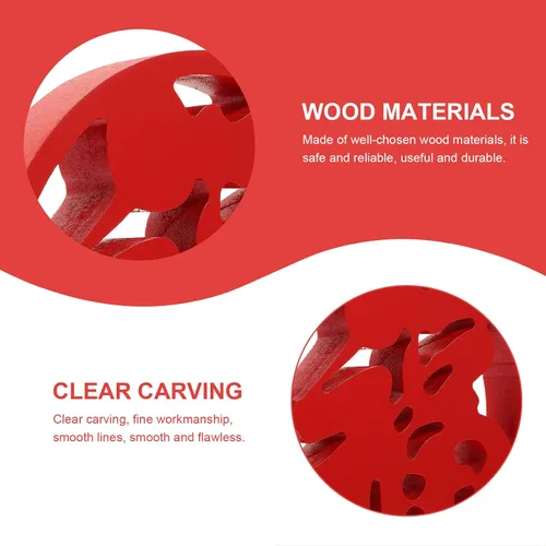 Vista 3 de ARTIBETTER Adorno de madera de personaje chino rojo fu, estatuas de escritorio, manualidades, escultura, decoración de felicidad china, centro