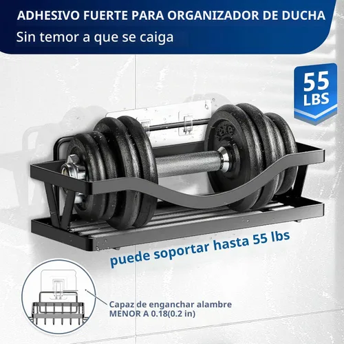 Vista 2 de Ganchos de repuesto adhesivos para regadera, tiras transparentes resistentes, sin taladrar Transparente-8Pack 2Hook