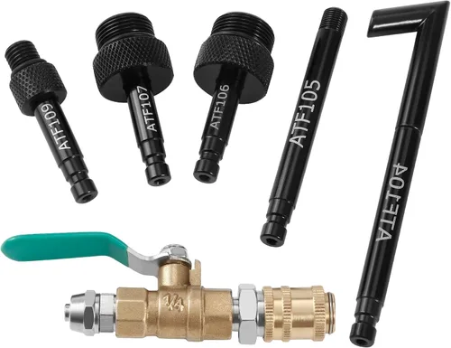 Vista 5 de 5 adaptadores de llenado de ATF con válvula de bola y conector rápido, adaptador de rellenado de fluido de transmisión automática compatible con VW