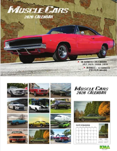 Vista 4 de Calendario de pared 2026 de MUSCLE CARS, de 16 meses, con póster, clásicos autos americanos de alto rendimiento vintage, retro, EE. UU