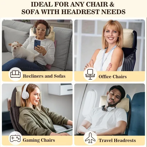Vista 7 de Almohada para Reposacabezas de Sillón Reclinable, Almohada de Soporte Ajustable y Cómoda para Cuello y Cabeza, Reposacabezas de Terciopelo Suave