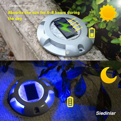 Vista 2 de SIEDiNLAR Luces solares para cubierta, luz LED para muelle de entrada, funciona con energía solar, marcadores de carretera impermeables para jardín