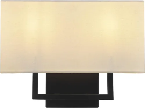 Vista 4 de GLOBE 65000081 - Lámpara de pared eléctrica de 2 luces, negro mate, pantalla de lino blanco, enchufe de base E12, bombilla de candelabro