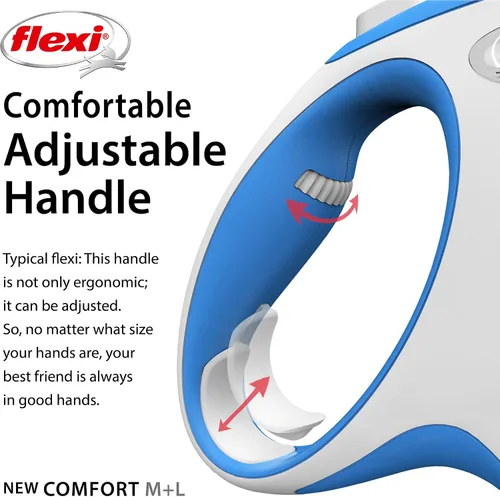 Vista 3 de FLEXI New Comfort - Correa retráctil para perro (cinta), ergonómica, duradera y sin enredos, correa para caminar para perros de hasta 132 libras, 16
