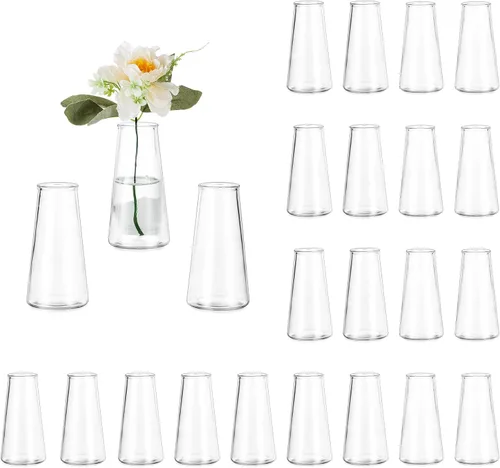 Vista 9 de Glasseam Jarrones de flores transparentes para centros de mesa: moderno juego de 12 jarrones de cristal para bodas, fiestas, centros de mesa
