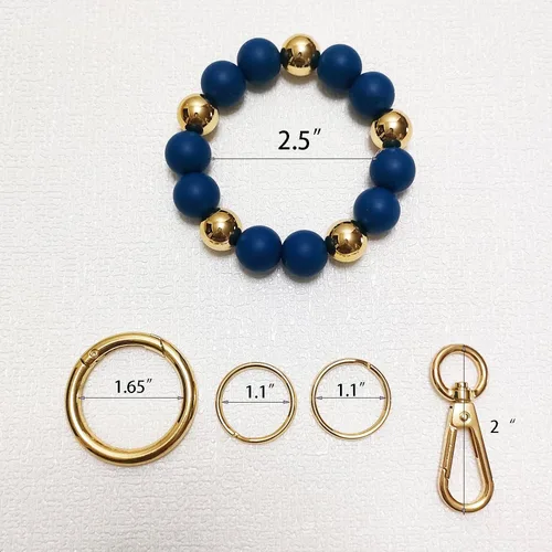Vista 3 de Llavero de silicona con cuentas para mujer, pulsera elástica para llavero