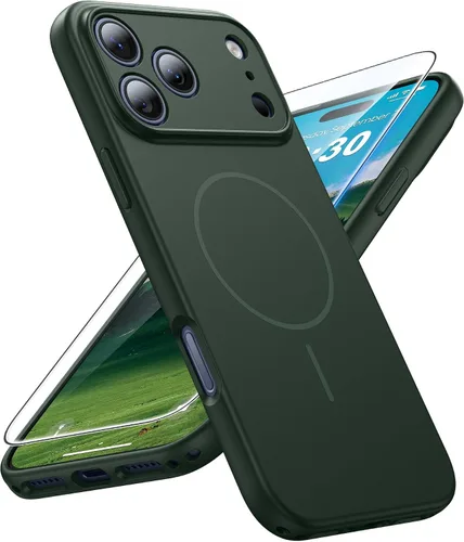 Vista 46 de FNTCASE Funda para iPhone 17 Pro: [Compatible con Magsafe] Fundas sólidas mate 17 Pro azul con protector de pantalla