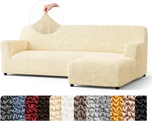 Vista 21 de PAULATO BY GA.I.CO. Funda de sofá modular, funda para sofá chaise longue en forma de L, fundas lavables para sofá esquinero, funda elástica de Gris