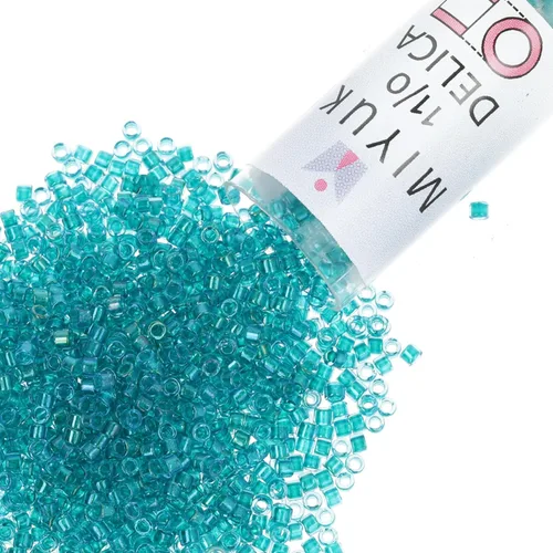 Vista 10 de Miyuki Cuentas de semillas Delica – Tamaño 11/0 (0.1 in), DB0079, forrado azul agua AB, 0.3 oz, aprox. 1440 cuentas, fabricado en Japón
