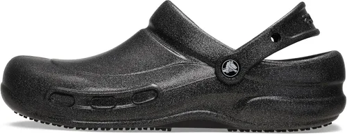 Vista 7 de Crocs Zuecos unisex para adultos, zapatos de trabajo antideslizantes, negro con brillo, 6 mujer/4 hombre