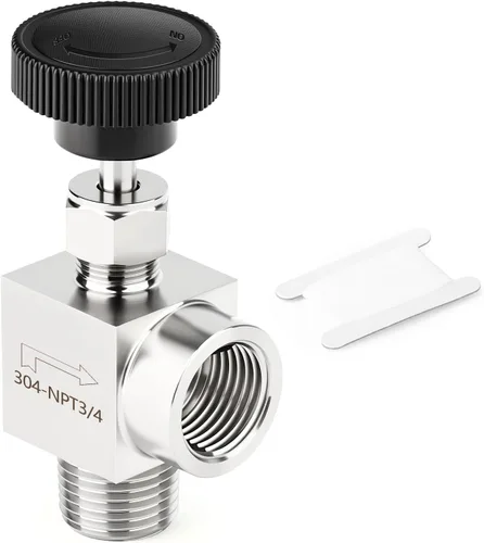 Vista 42 de TAISHER Válvula de aguja de acero inoxidable 316 con mango de rueda 1/2 "NPT macho x 1/2" NPT hembra
