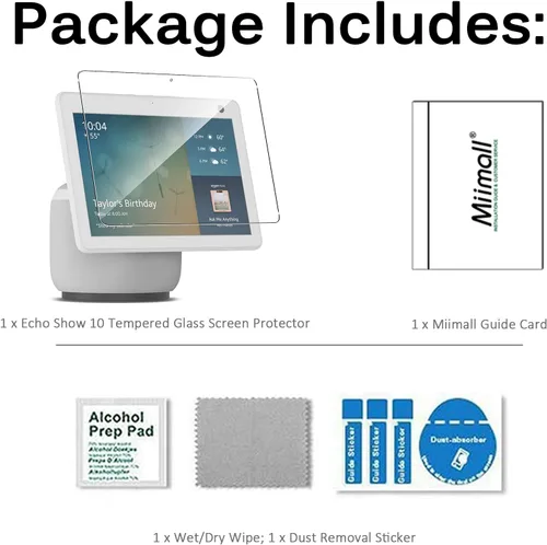 Vista 7 de Miimall Protector de pantalla compatible con Echo Show 10, película de vidrio templado, HD, transparente, duro, antiarañazos, ultrafino