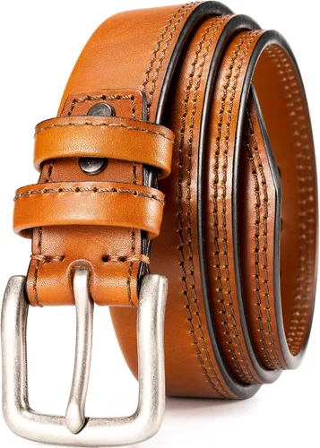 Vista 6 de WOLFANT Thicken Full Grain Leather Belt,100% Italian Real Solid Leather Negro