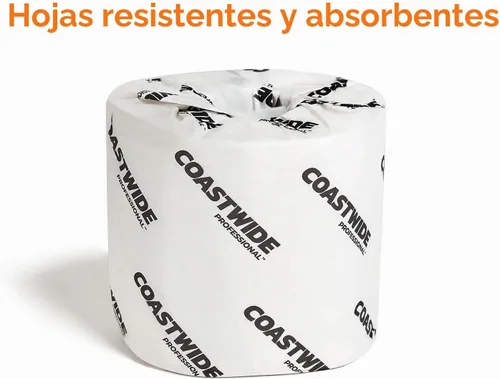 Vista 4 de Staples COASTWIDE - Papel higiénico, 1 capa, blanco, sin perfume, 96 rollos/caja, 1000 hojas/rollo, seguro para sépticos, duradero y absorbente