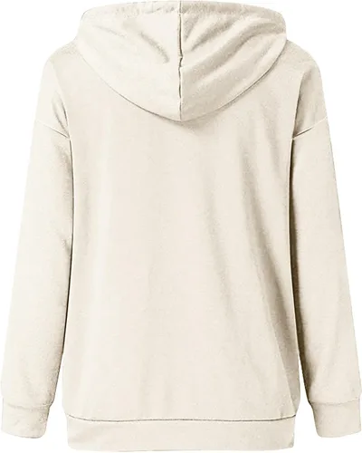 Vista 4 de Womens Casual Plain Hoodies Pullover Drawstring Button up Long Sleeve Sweatshirts 2023 Fall Loose Clothes With Pocket